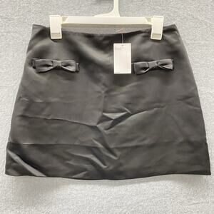 BOW DETAIL SATIN MINI SKIRT Women’s Size 10 Coquette Whimsigoth GothFormal NWT